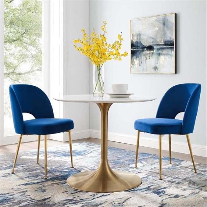 Modway Rouse Dining Room Side Chair Set of 2, Navy