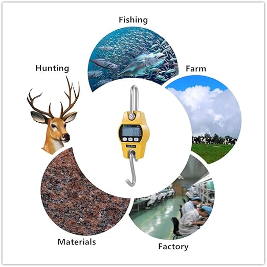 Klau Mini Hoist 300 kg / 600 lb Crane Scale Industrial Heavy Duty Digital Hanging Scales Yellow for Home Farm Factory Hunting