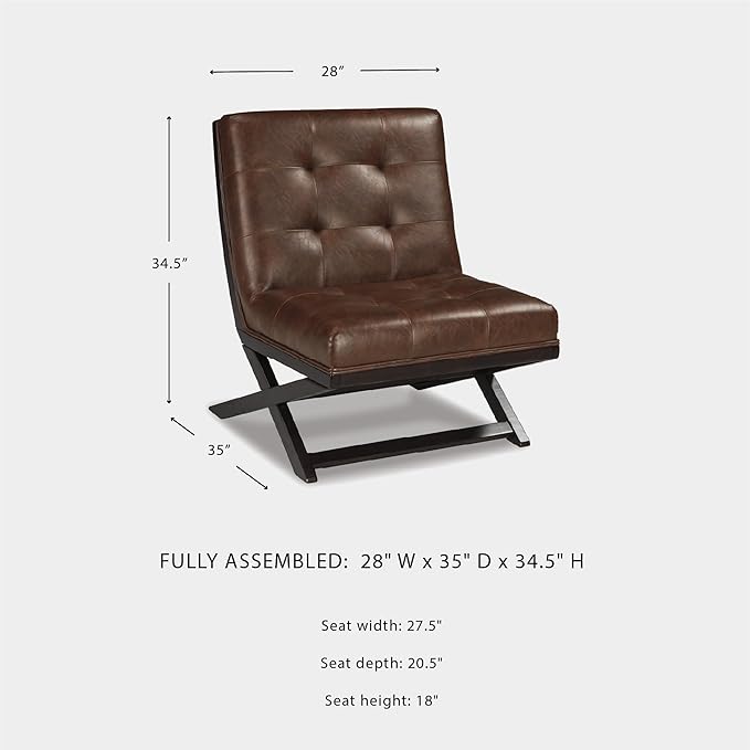 Signature Design by Ashley Sidewinder Mid-Century Modern Faux Leather Accent Chair, Brown
