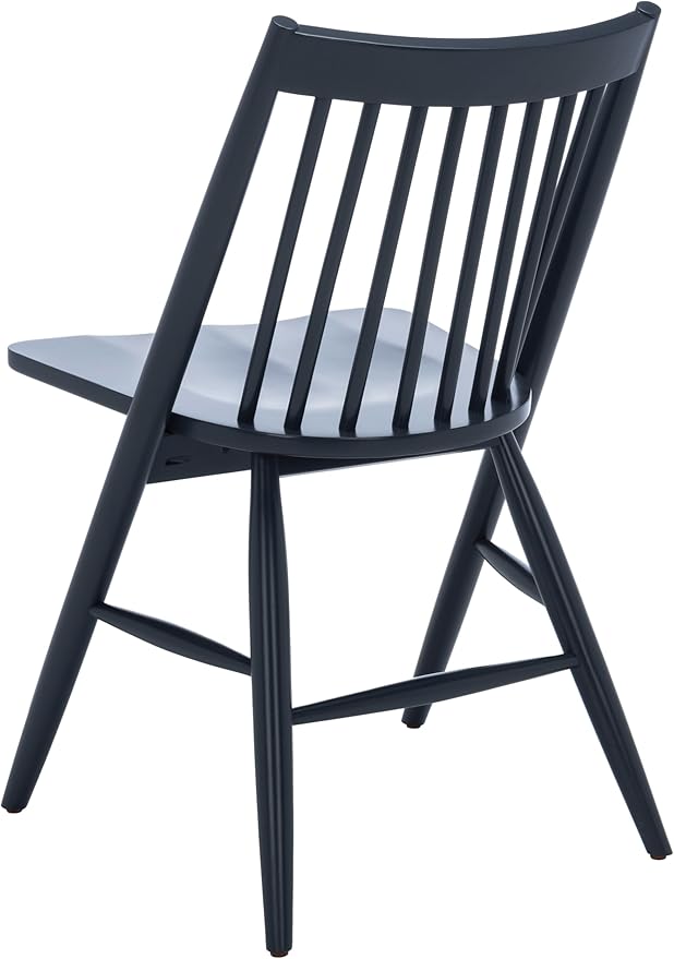 SAFAVIEH Home Collection Wren Dark Grey Windsor Spindle Solid Wood Dining Chair Set of 2 (Fully Assembled)