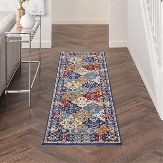 Nourison Home Grafix Multicolor 2'3" x 7'6" Area Rug - Easy Clean, Non Shedding, Bed Room, Living Room, Dining Room, Kitchen (8' Runner)
