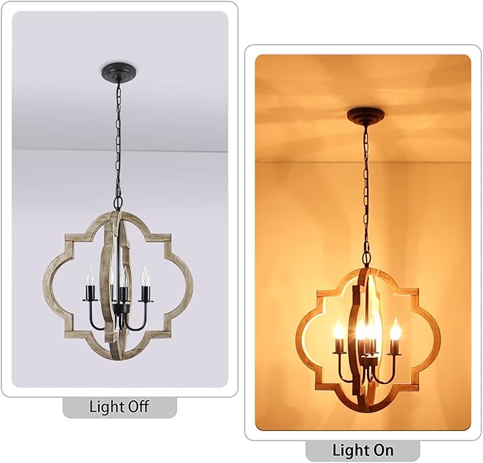 19.49'' Farmhouse Orb Chandelier, 4-Light Rustic Dining Room Light Fixture, Farmhouse Light Fixtures Adjustable Height, Hanging Pendant Lighting for Dining Room Kitchen Island Entryway Foyer