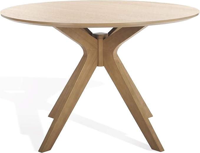 SAFAVIEH Couture Collection – Carolee Natural Brown 46-Inch Round Dining Table, Farmhouse Dining Table for Kitchen or Dining Room, Seats Up to 4 (SFV2134D)