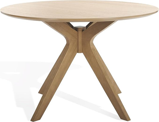 SAFAVIEH Couture Collection – Carolee Natural Brown 46-Inch Round Dining Table, Farmhouse Dining Table for Kitchen or Dining Room, Seats Up to 4 (SFV2134D)
