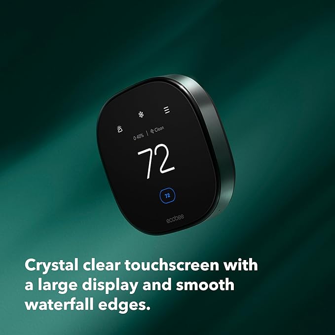 ecobee Smart Thermostat Premium with Smart Sensor and Air Quality Monitor - Programmable Wifi Thermostat - Works with Siri, Alexa, Google Assistant, Black