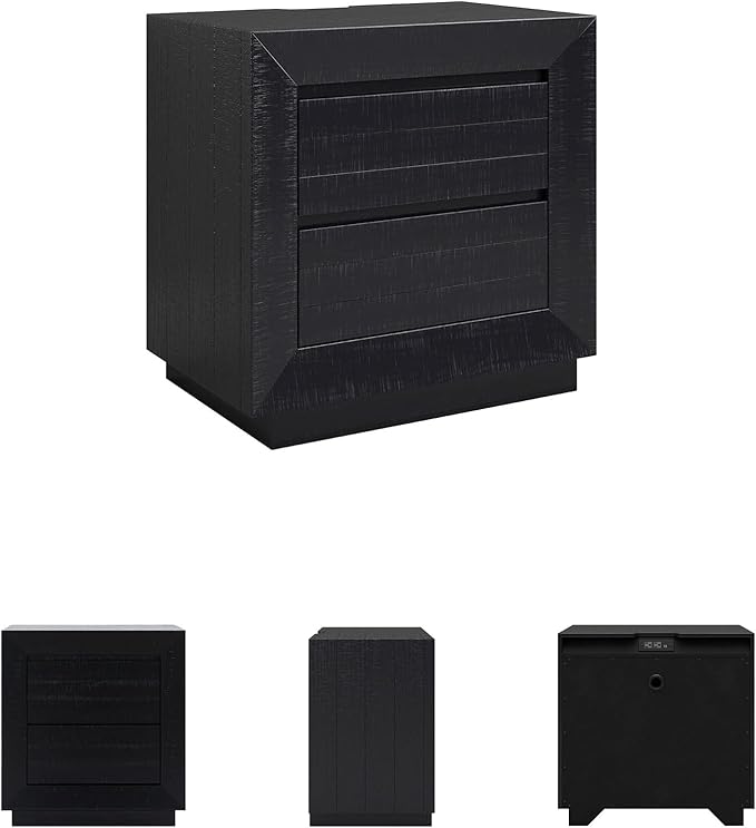 Signature Design by Ashley Londer Casual Nightstand with USB Ports, Black