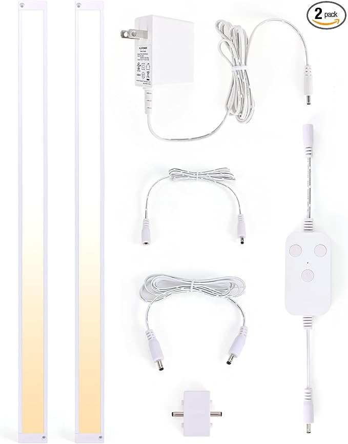 2pack 20inch Dimmable LED Under Cabinet Light Kit, 2700K to 6000K Smart LED Under Counter Lighting Fixture, Compatible with Alexa, Google Assistant, for Kitchen, Pantry, Shelf (White)
