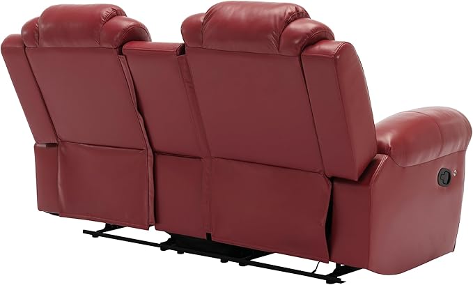 ERYE 73-Inch Oversized Manual Reclining Sofa with LED Strip and Cupholders for Living Room Home Theater, Multifunctional Faux Leather Loveseat Manual Recliner Couches | Storage Console, Cup Holder, LED Light Strips