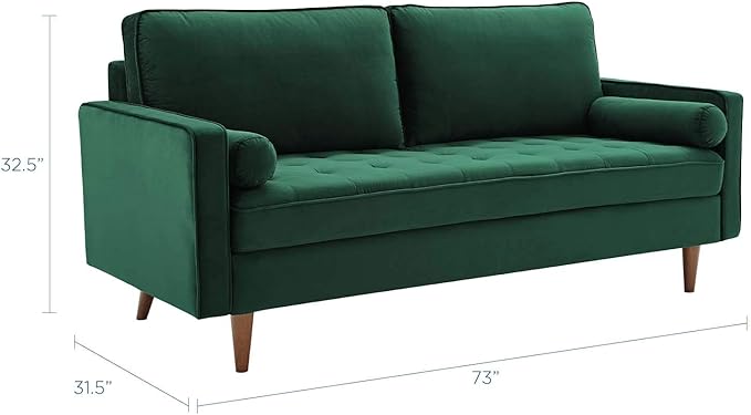 Modway EEI-3764-GRN Valour Performance Velvet Sofa, Green