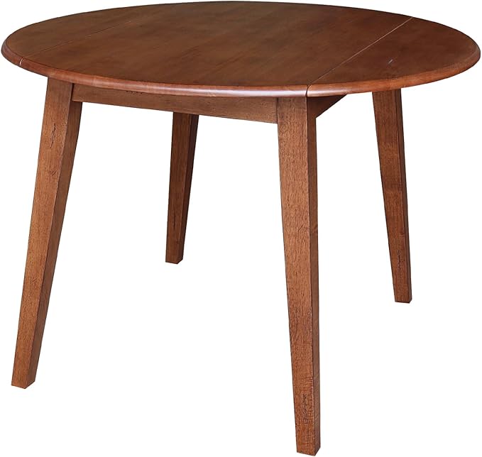 IC INTERNATIONAL CONCEPTS 42" Round Solid Wood Dual Drop Leaf Table in Distressed Oak