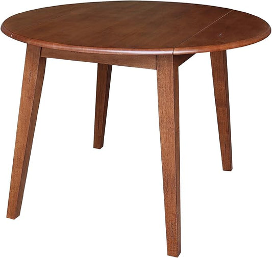 IC INTERNATIONAL CONCEPTS 42" Round Solid Wood Dual Drop Leaf Table in Distressed Oak