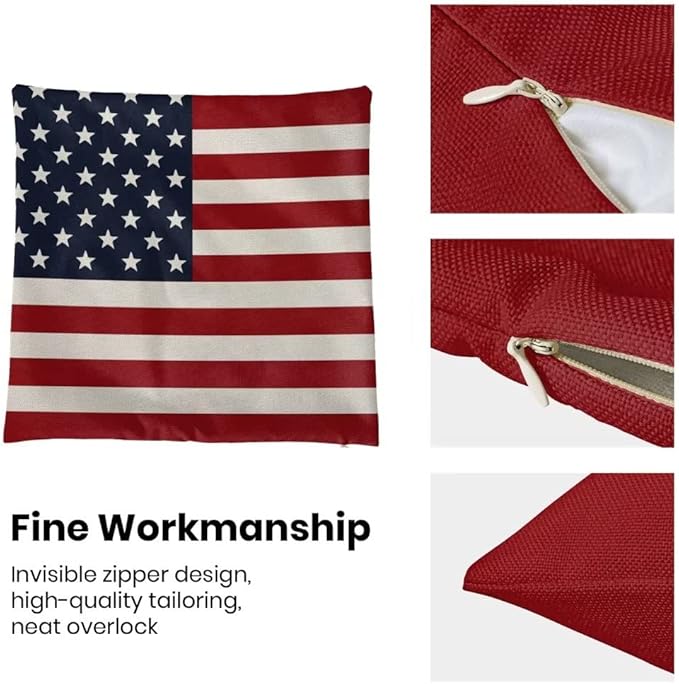 BETGINY 4th of July Pillow Covers 20x20 Set of 2, American Flag Patriotic Decorations Throw Pillow Covers Linen Farmhouse Independence Day Cushion Case for Couch Sofa Summer Home Outdoor Decor