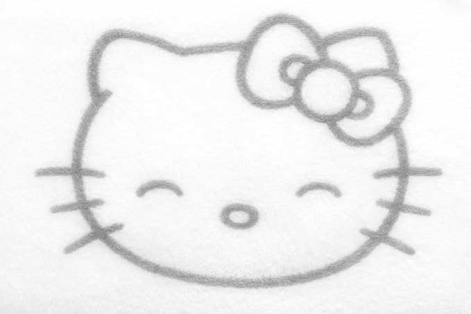 Jay Franco & Sons, Inc. Hello Kitty Plush Throw Blanket, White with Gray Faces, Twin