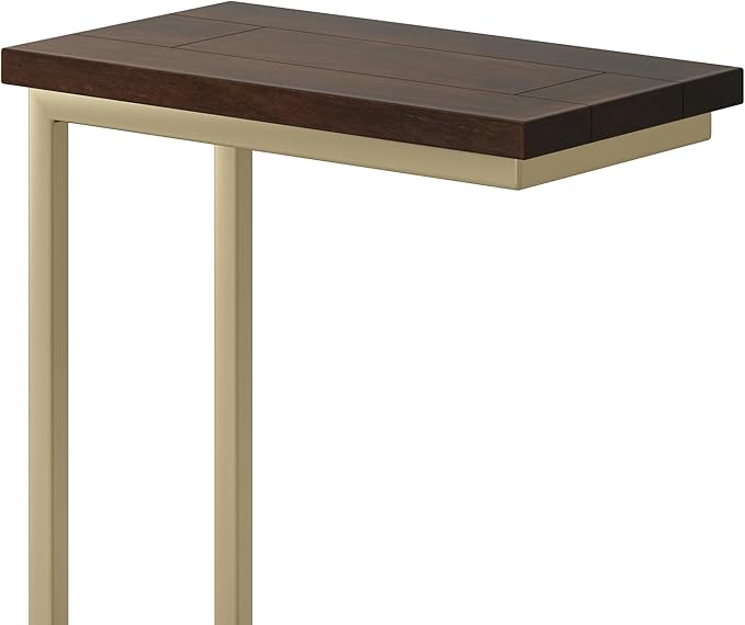 SIMPLIHOME Skyler C-Side Table - 18" Wide x 24" High Solid Mango Wood and Metal Slide-Under Table in Dark Brown, Industrial Accent Table or End Table for Living Room with Open Frame Design, Assembled
