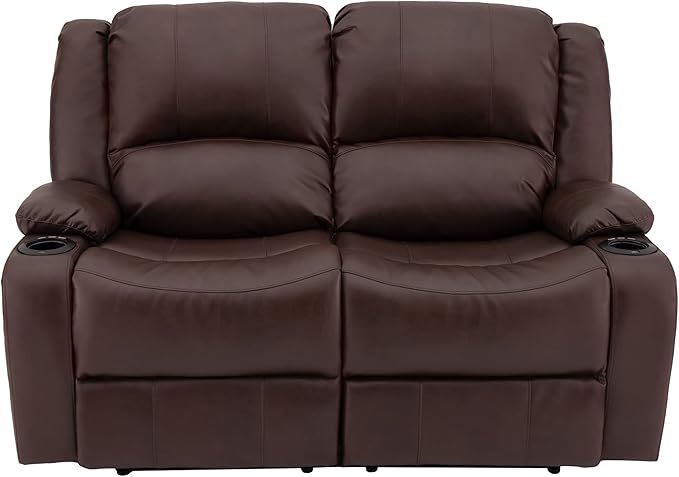 RecPro Charles 58" Powered Double RV Wall Hugger Recliner Sofa RV Loveseat with Upgraded 2023 Fabric (Mahogany)