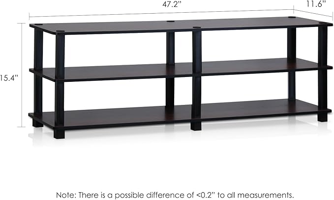 Furinno Turn-S-Tube No Tools 3-Tier Entertainment TV Stands, Dark Cherry and Black