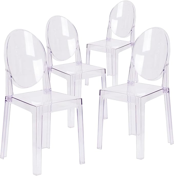 Flash Furniture Revna 4 Pack Revna Ghost Chair with Oval Back in Revna Transparent Crystal