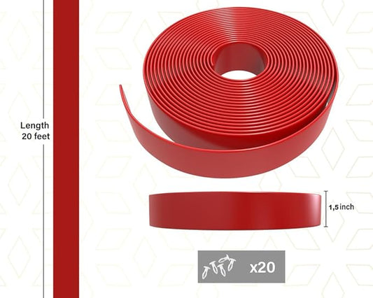 1.5" Vinyl Straps for Patio Chairs Repair Kit Strapping Outdoor Patio Furniture Repair 20' Matte Finish (Red) + 20 Rivets