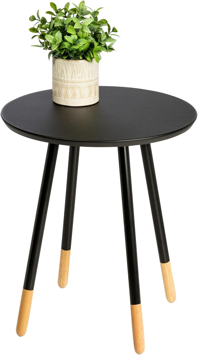 Honey-Can-Do Side Table, Small End Table, Tall Nightstand for Living Room, Bedroom, Office, Bathroom, Black