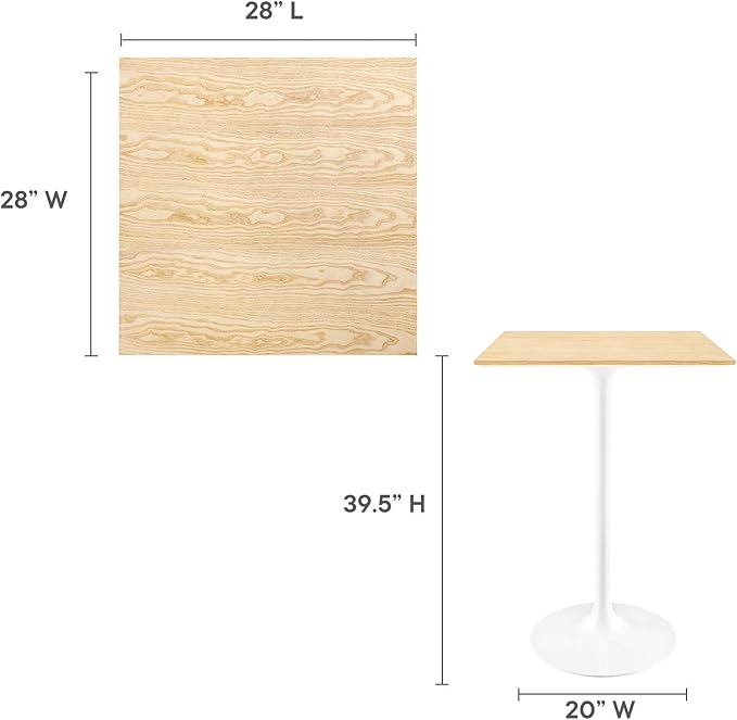 Modway Lippa Square 28" Wood Grain Mid-Century Modern Bar Table in [Color]