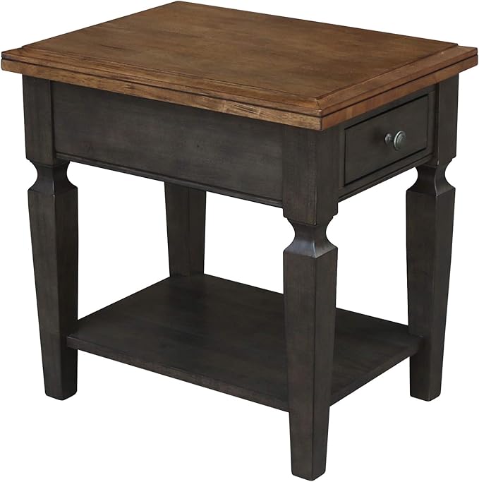 IC INTERNATIONAL CONCEPTS Vista Solid Wood End Table in Hickory/Washed Coal