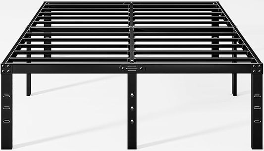 DTIG 18 Inch Queen Bed Frame No Box Spring Needed, Metal Platform Bed Frame Queen Size, Easy Assembly Heavy Duty Noise Free Tall Bed Frame, Black