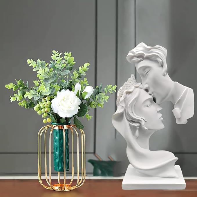 Kiss Statues,Resin Statue Ornaments, Abstract Style Sculptures, Valentine's Day, Living Room Dining Desk Decorations,Bookshelf Decorative Objects,Modern Home Decor(White)