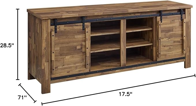 Modway Cheshire 70" TV Stand Rustic Sliding Door Dining Room Cabinet Storage Buffet Table Sideboard