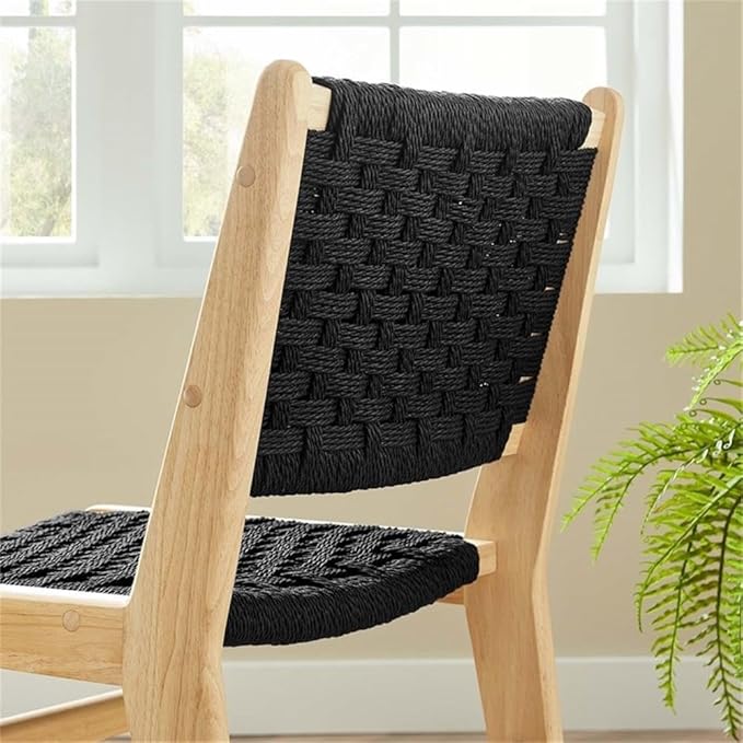 Modway Saoirse Faux Leather Wood Accent Lounge Chair in Natural Black