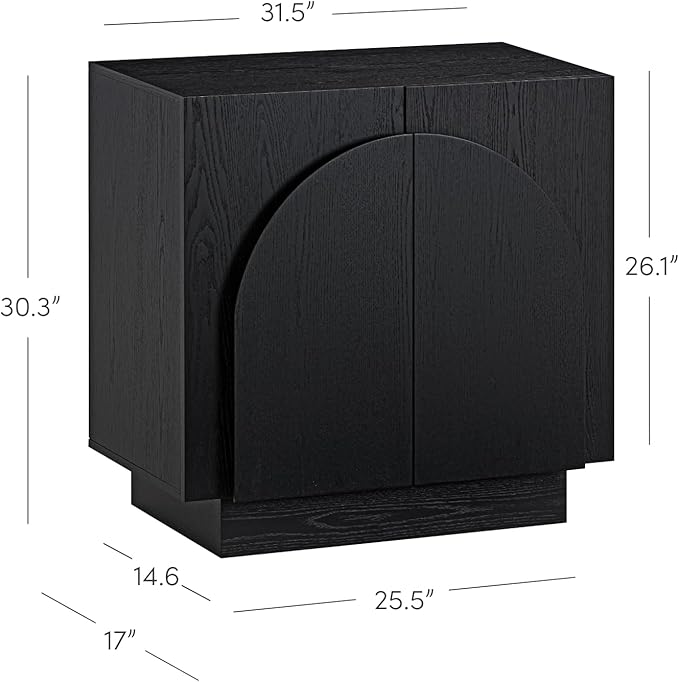 Nathan James Iris Mid-Century Modern Credenza, Black Sideboard Buffet, Living Room Wood Storage Cabinet with Arched Cabinet Doors, Black Credenza Cabinet for Kitchen or Living Room, Black Oak