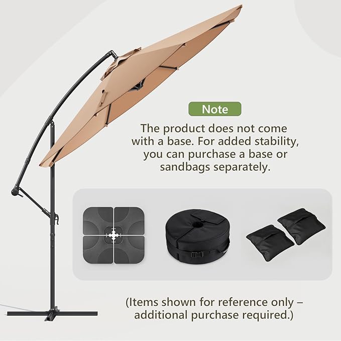10FT Patio Umbrella, Cantilever Outdoor Umbrella with 360° Rotation & Tilt Adjustment, Offset Patio Umbrella with UV-Resistant Waterproof Canopy for Backyard, Pool, Garden