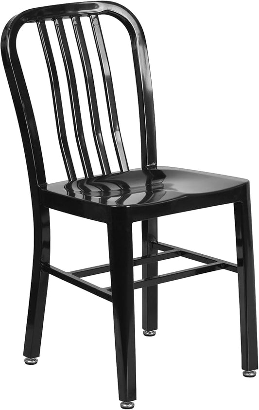 Flash Furniture Commercial Grade Black Metal Indoor-Outdoor Chair