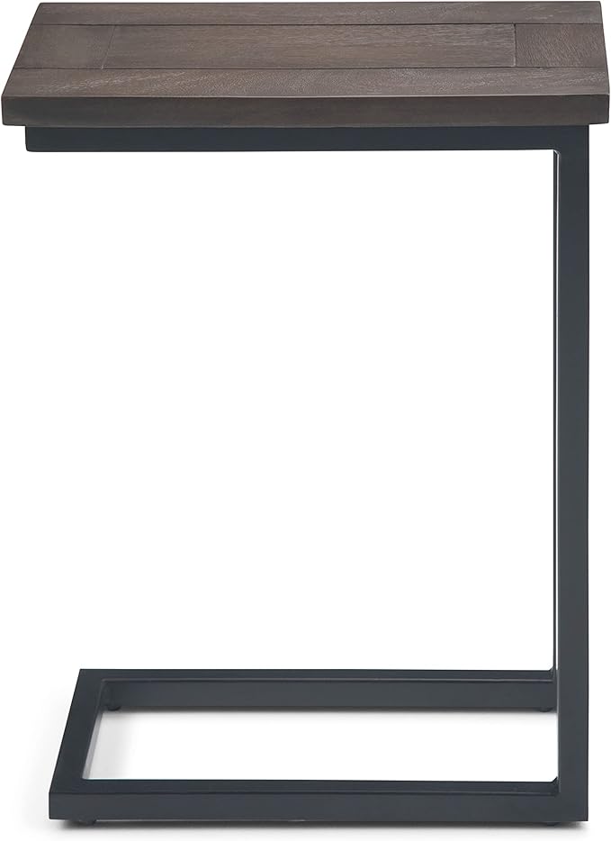 SIMPLIHOME Skyler C-Side Table - 18" Wide x 24" High Solid Mango Wood and Metal Slide-Under Table in Walnut Brown, Industrial Accent Table or End Table for Living Room with Open Frame, Assembled