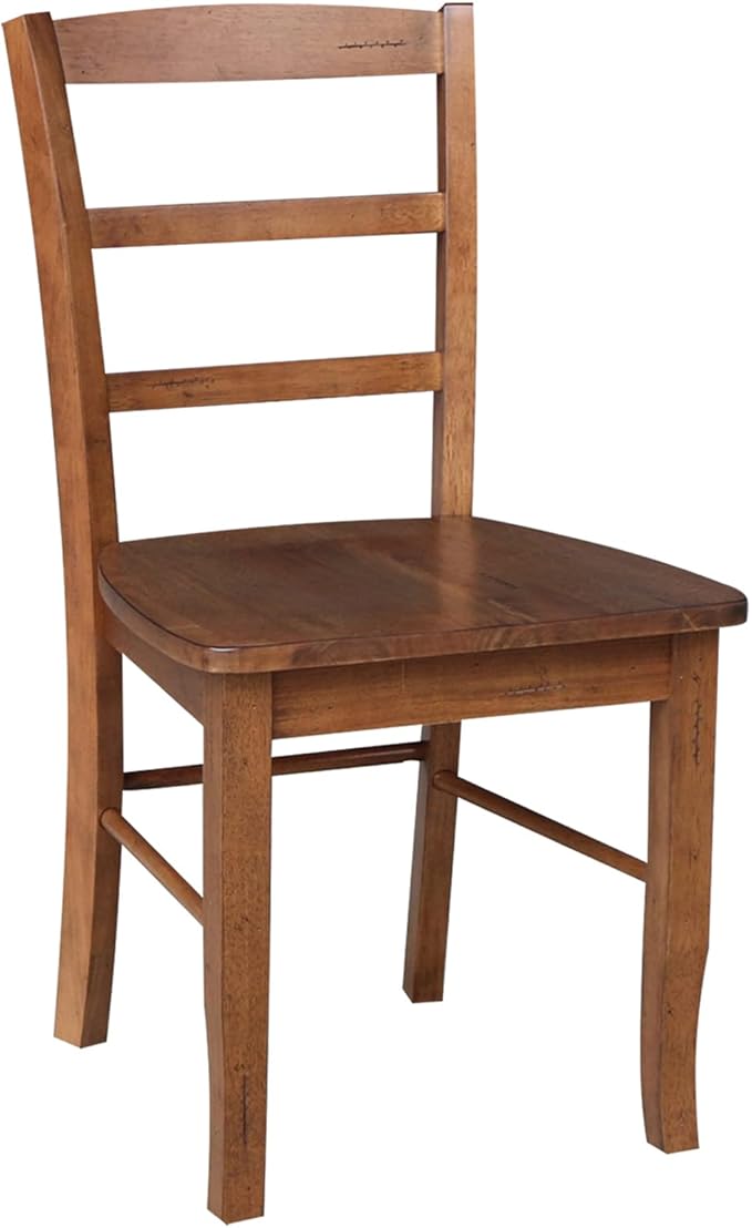 IC INTERNATIONAL CONCEPTS 36 in. Wood Dining Table with 4 Madrid Ladderback Chairs in Distressed Oak
