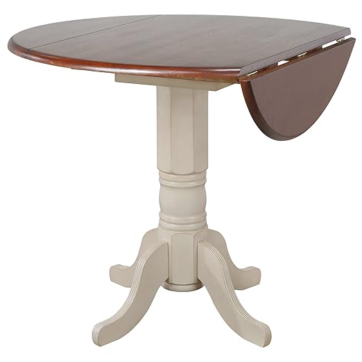 Sunset Trading Andrews Dining Table, Antique white with distressed chestnut top
