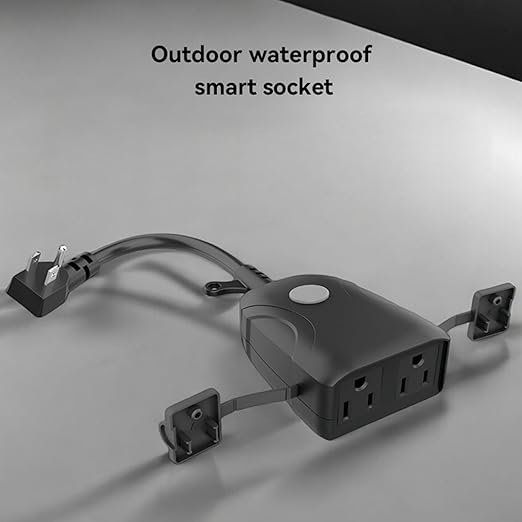 Smart Outdoor WiFi Plug, Smart Plug with Remote Control App Timer Function IP53 Waterproof for Home Garden Pool Kitchen Balcony