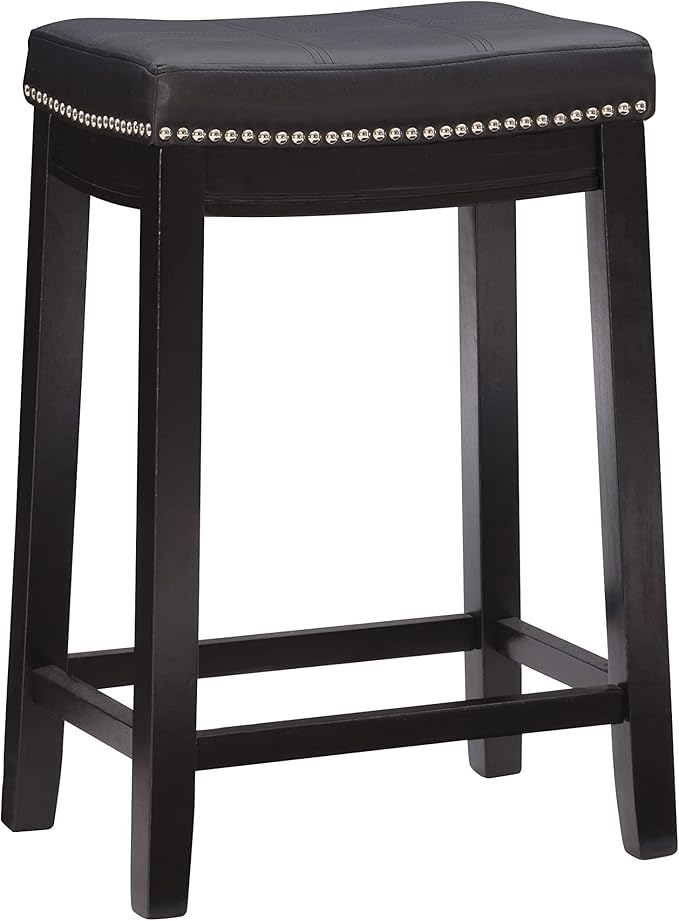 Linon Claridge Counter Stool, Black, 26" x 18" x 12.75"