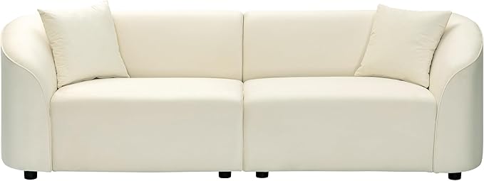 Merax 87" Large Couch, Comfy Upholstered Loveseat with Extra Deep Seats, Velvet Sofa for Living Room Apartment Office, Beige