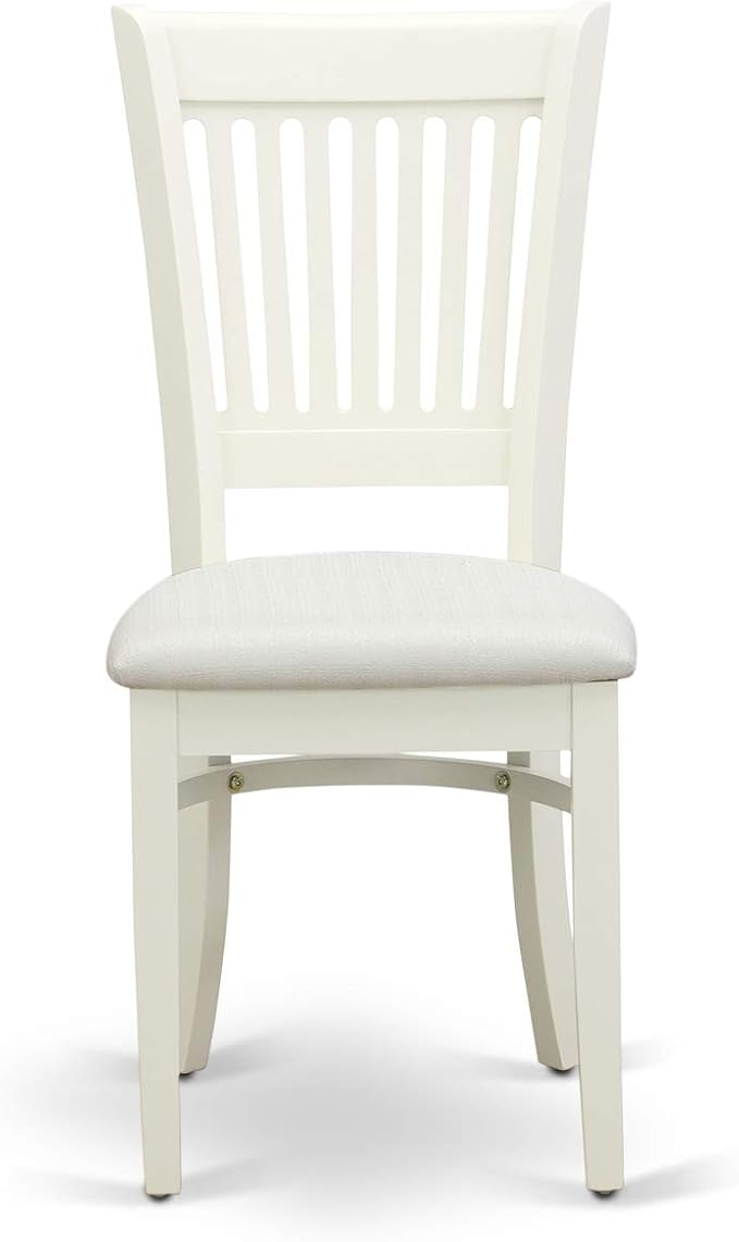 East West Furniture CAVA7-LWH-C 7 Piece Dining Room Table Set Consist of a Rectangle Wooden Table and 6 Linen Fabric Kitchen Dining Chairs, 36x60 Inch, Linen White
