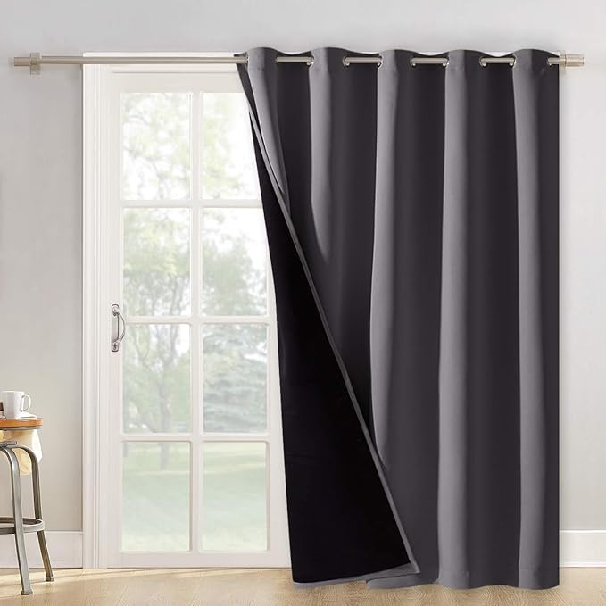 NICETOWN 100% Blackout Privacy Curtain, Room Divider, Closet Door Cover (1 Panel, 62" x 84", Gray)