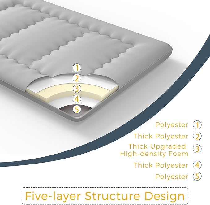 MAXYOYO 6" Extra Thick Japanese Floor Mattress Futon Mattress, Foldable Tatami Pad for Adults, Roll Up Floor Bed for Guest Room Bedroom RV, Grey, Twin