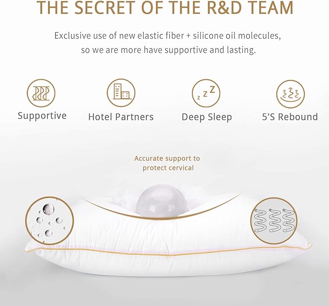 King Size Pillows Set of 2 - Down Alternative Bedding, Cooling Hotel Quality 20 x 36, Bed Sleeping Pillow for Back, Stomach or Side Sleepers
