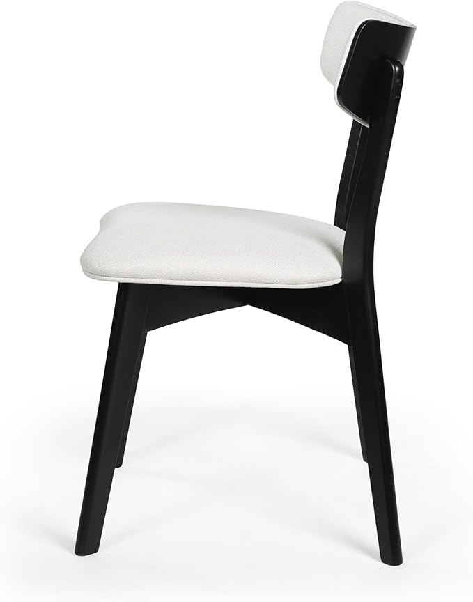 Chazz Upholstered Dining Chairs- Light Beige/Matte Black (Set of 2)