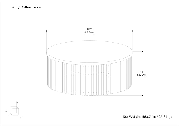 SIMPLIHOME Demy Coffee Table - 35 inch Wide Solid Wood Industrial Contemporary Round Cocktail Table in Natural and Black, Sculptural Living Room Table with Powder Coated Metal Base, Assembled