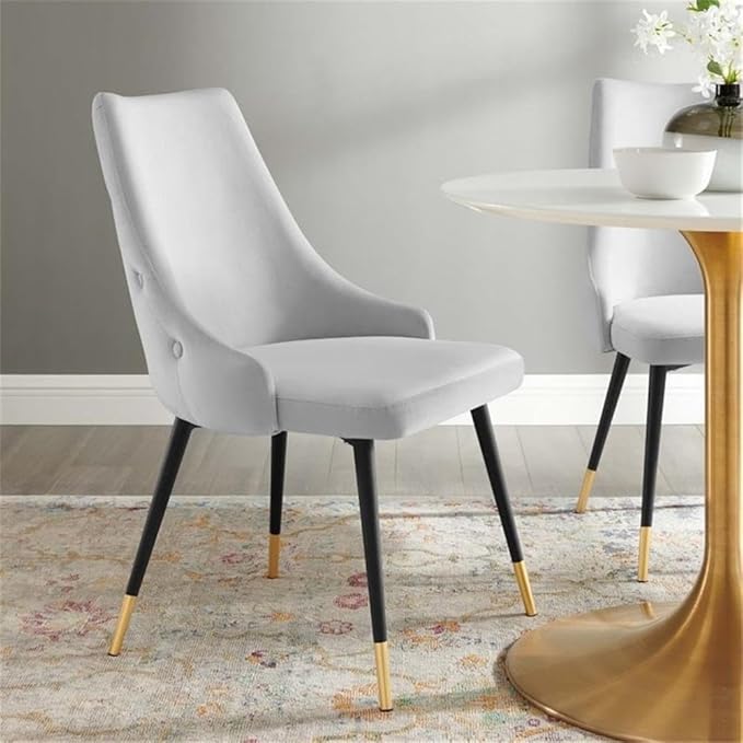 Modway EEI-3907-LGR Adorn Tufted Performance Velvet Dining Side Chair, Light Gray