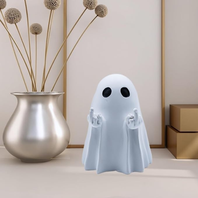 Christmas Ghost Statue Funny Decorations - Cute Gothic Figurines Desk Skeleton Ornament Indoor - Realistic Resin Sculptures Minimalist Decorative Figurines Objects for Coffee Table Desk Shelf