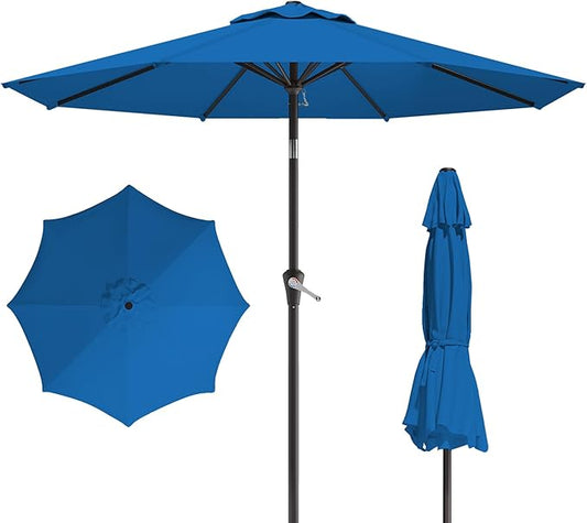 10FT Patio Umbrella, Outdoor Umbrella with Push Button Tilt and Crank, 8 Sturdy Ribs, UV Protection & Waterproof Market Umbrella for Pool, Backyard, Beach,Deck (Royal blue)