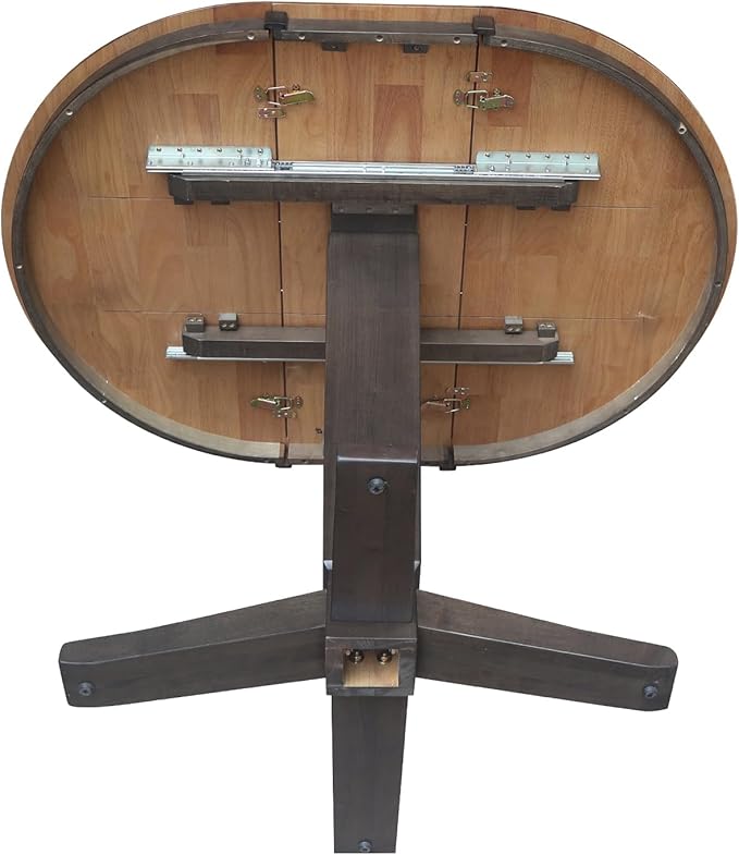 IC INTERNATIONAL CONCEPTS 36" Solid Wood Round Top Pedestal Dining Table with 12" Leaf - 36.1" H