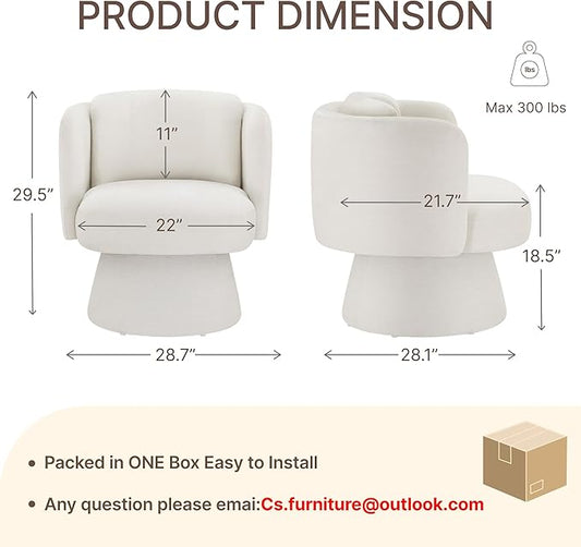 Swivel Barrel Chair Set of 2,360° Accent Chairs with Round Backrest,Upholstered Lounge Chair for Vanity,Living Room,Bedroom,Reading Nook,Linen