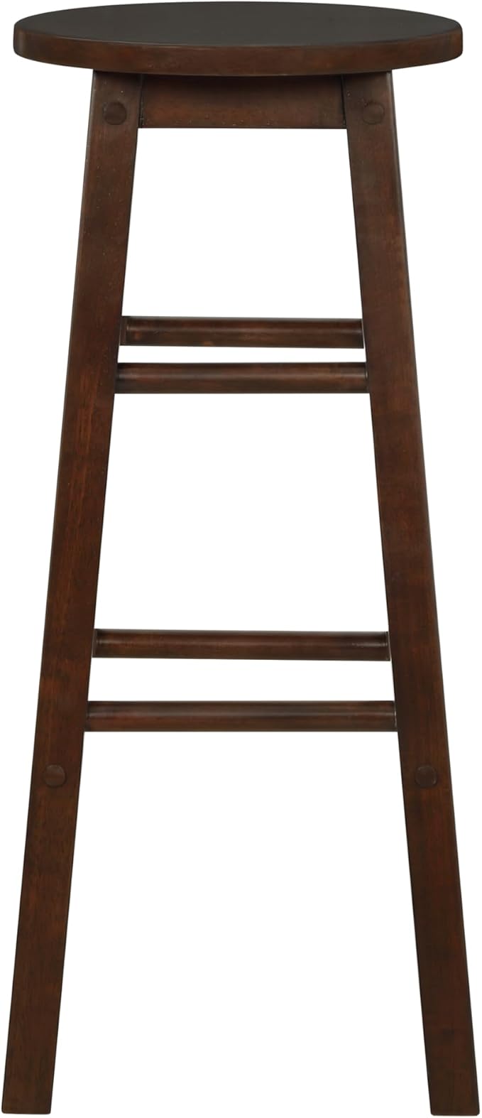 Linon Zeke Walnut Solid Wood Backless Round Barstool with 29 inch Seat Height